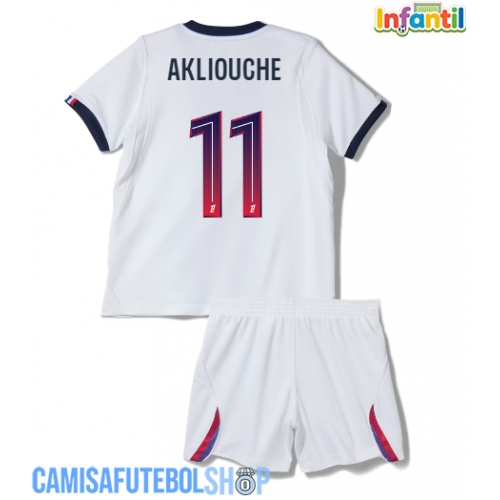 Camisa de time de futebol Paris Saint-Germain Maghnes Akliouche #11 Replicas 2º Equipamento Infantil 2026-27 Manga Curta (+ Calças curtas)